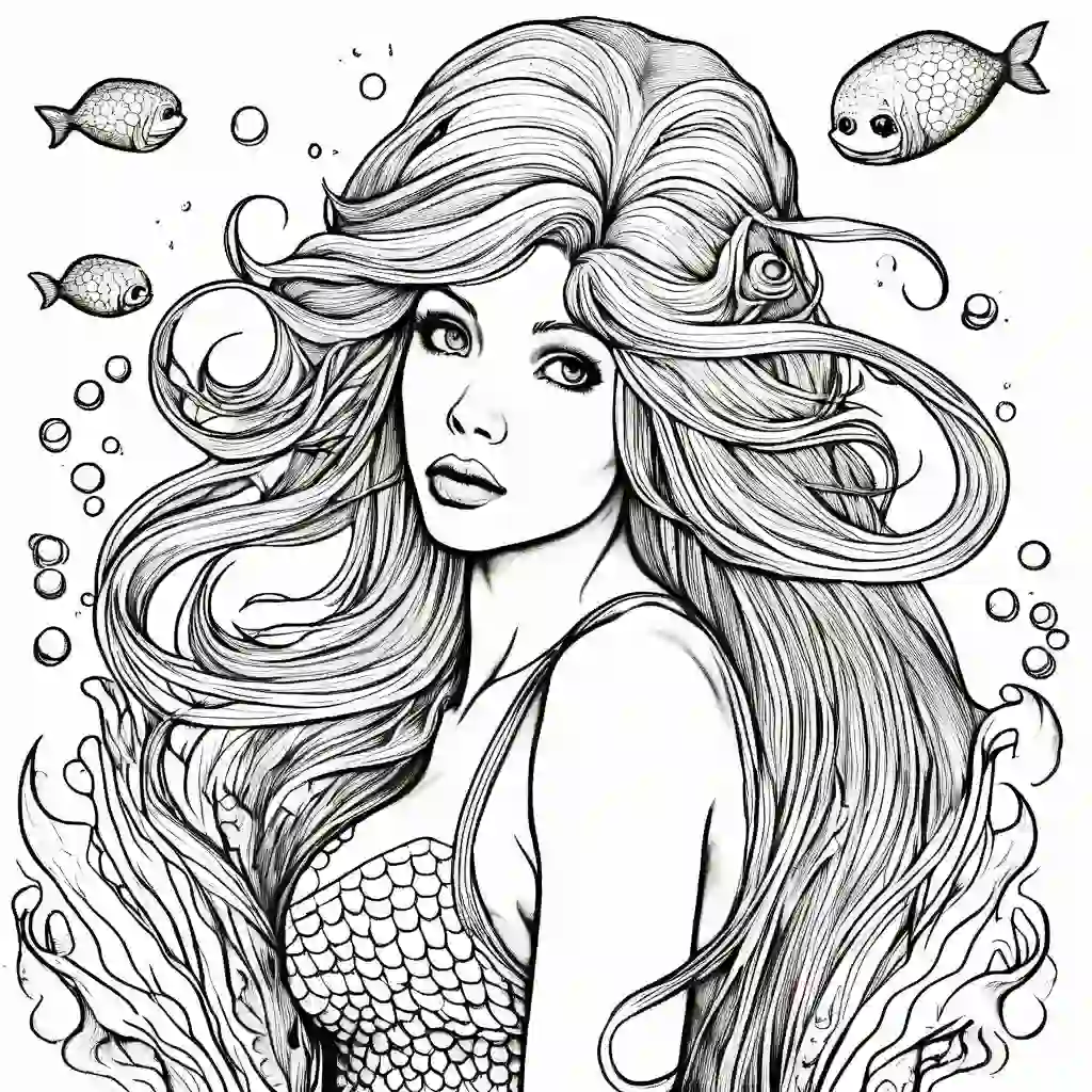 Mermaid with a Jellyfish coloring pages